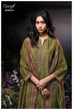 GANGA AARIKA S4402 PREMIUM PURE BEMBERG SILK SATIN SUIT