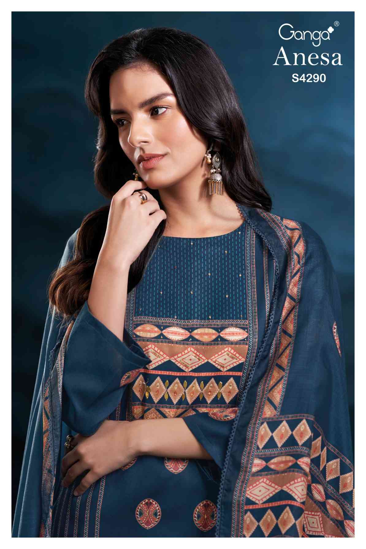 BUY GANGA SUITS WITH PRICE GANGA ANESA S4290 DUPATTA DESIGN