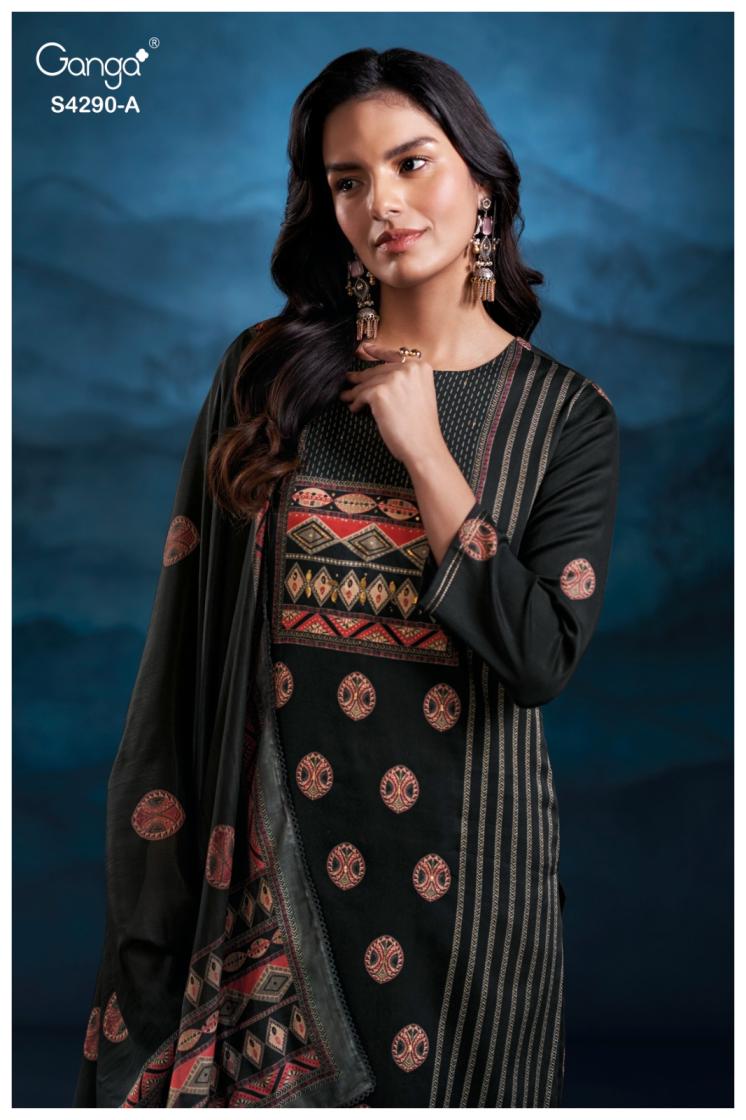 BUY GANGA SUITS WITH PRICE GANGA ANESA S4290 FABRIC DETAIL