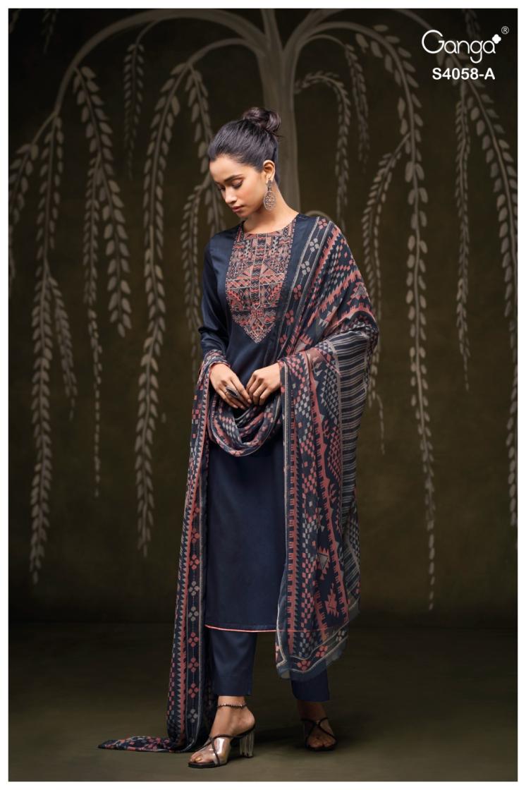 BUY GANGA SUITS ONLINE GANGA ANNERIE S4058 FRONT VIEW