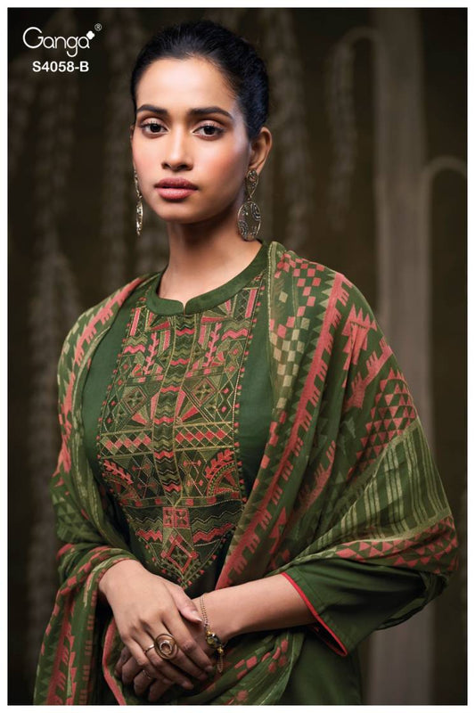 BUY GANGA SUITS ONLINE GANGA ANNERIE S4058 NEW CATALOGUE