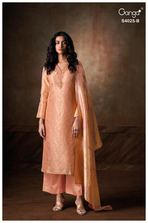 GANGA ARELIA S4025 PREMIUM PURE BEMBERG SILK JACQUARD SUIT