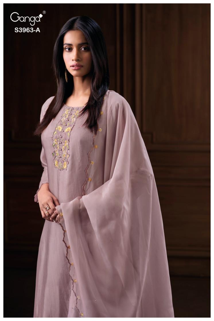 BUY GANGA UNSTITCHED SUITS ONLINE GANGA ARLINA S3963 FULL SET