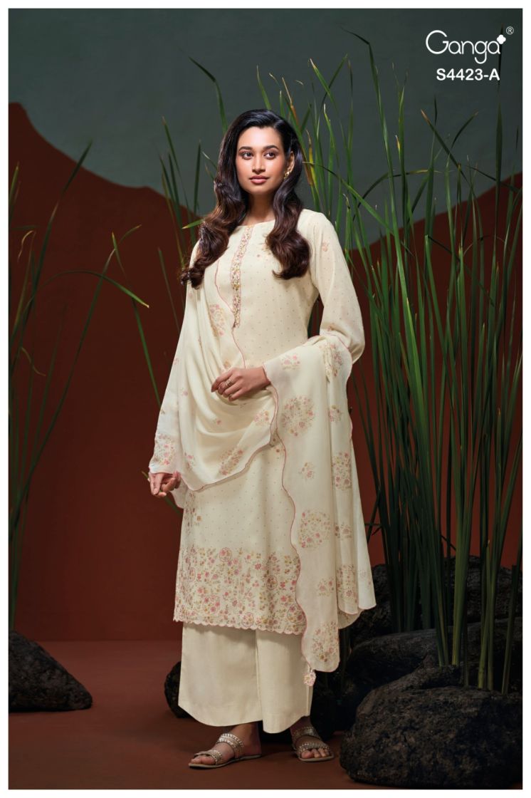 BUY GANGA SUITS WITH PRICE GANGA BETHRA S4423 FULL SET