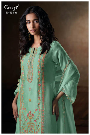 GANGA BHRISHA S4134 PREMIUM PURE BEMBERG SILK SUIT