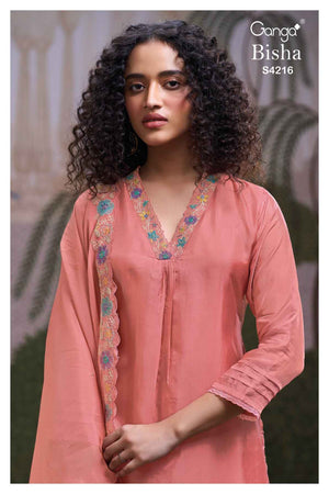 GANGA BISHA S4216 PREMIUM PURE BEMBERG HABUTAI SILK SUIT