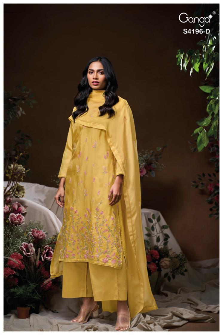 BUY GANGA SUITS WITH PRICE GANGA BIYONA S4196 FABRIC DETAIL