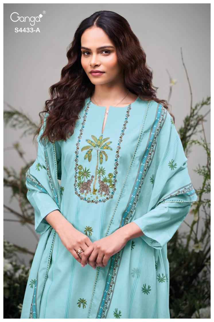 BUY GANGA SUITS ONLINE SALE GANGA BREEYA S4433 DUPATTA DESIGN