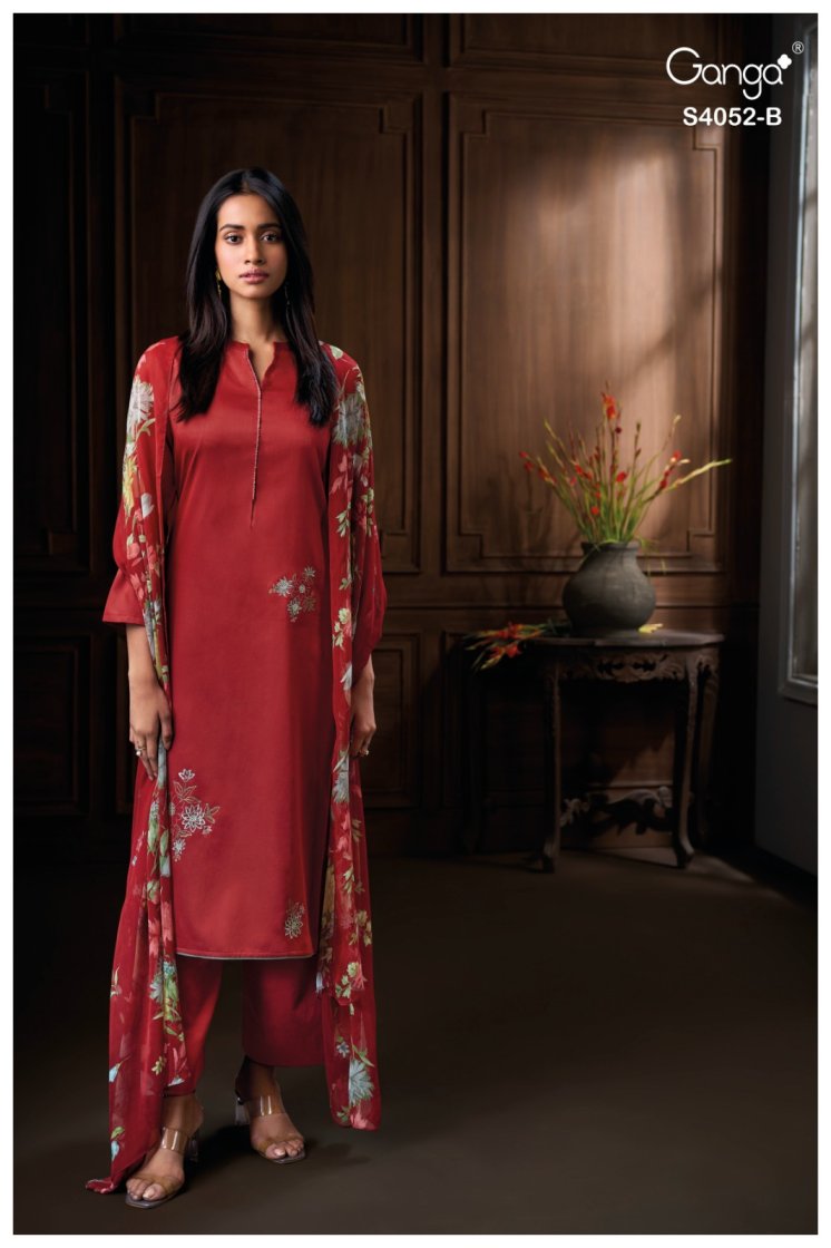 BUY GANGA SUITS ONLINE GANGA CAELITH S4052 DUPATTA DESIGN