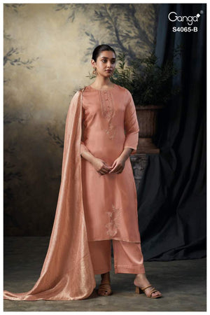 GANGA CATE S4065 PREMIUM PURE BEMBERG HABUTAI SILK SUIT
