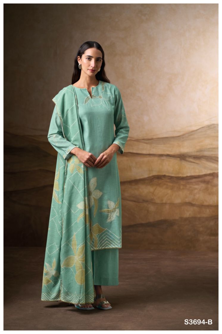 BUY GANGA SUITS GANGA CAZIA S3694 FABRIC DETAIL