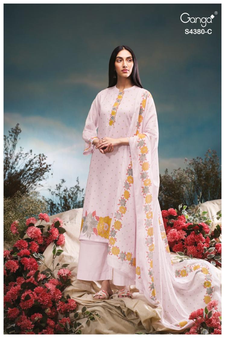BUY GANGA SUITS ONLINE SALE GANGA CERAYA S4380 FABRIC DETAIL