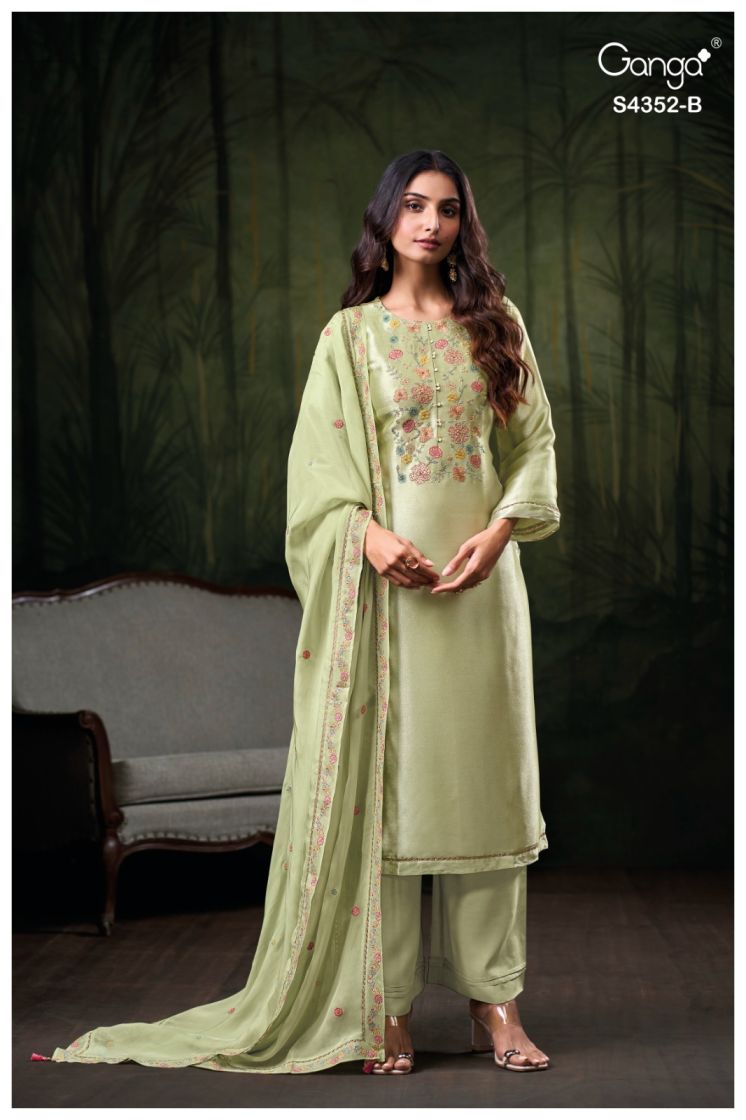 BUY GANGA SUITS ONLINE SHOPPING GANGA CHAYANA S4352 NEW CATALOGUE