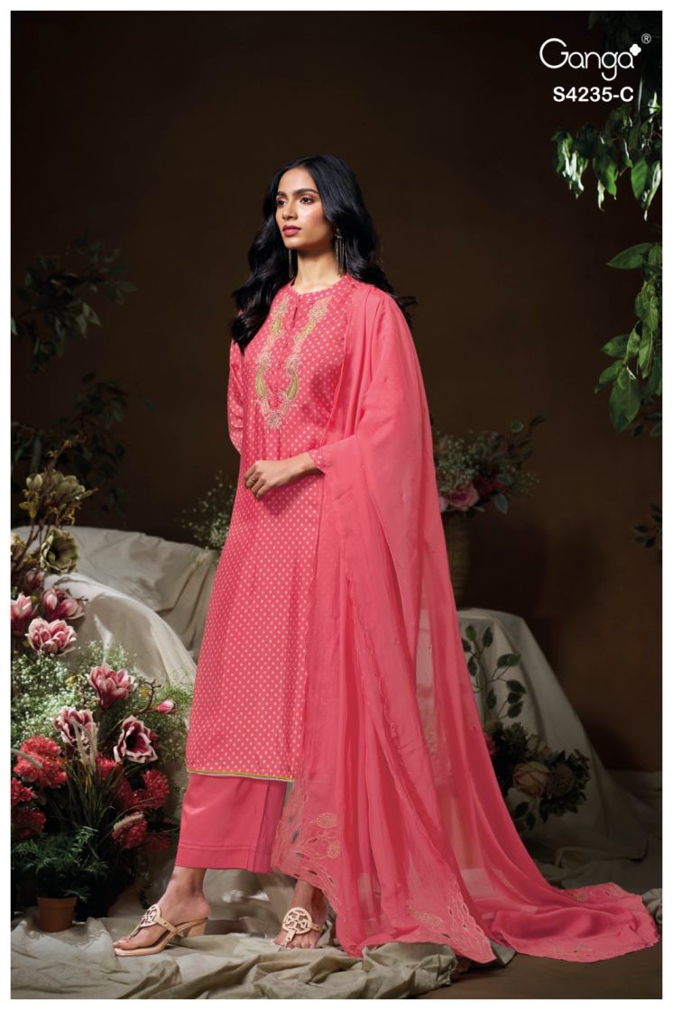 BUY GANGA SUITS ONLINE GANGA CHIRAYA S4235 DUPATTA DESIGN