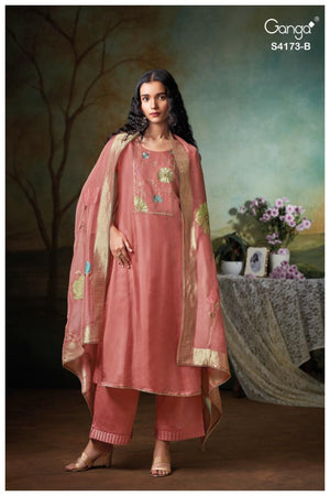 GANGA CIENA S4173 PREMIUM PURE BEMBERG HABUTAI SILK SUIT