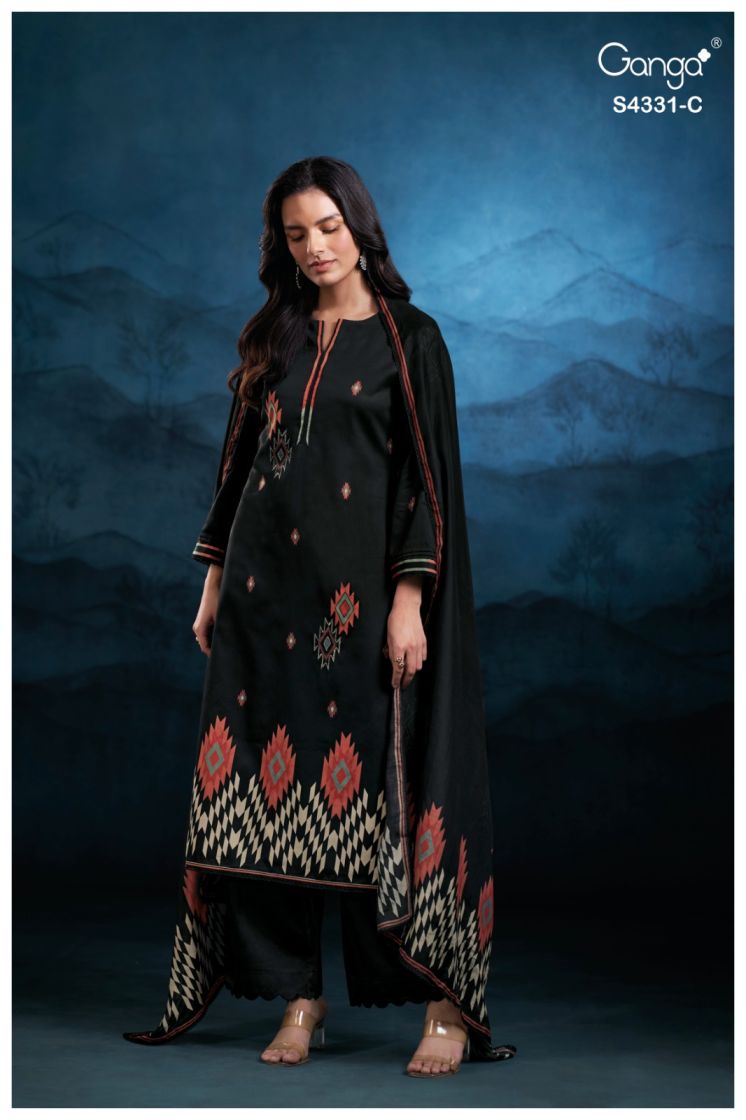 BUY GANGA SUITS WITH PRICE GANGA CRISA S4331 FABRIC DETAIL