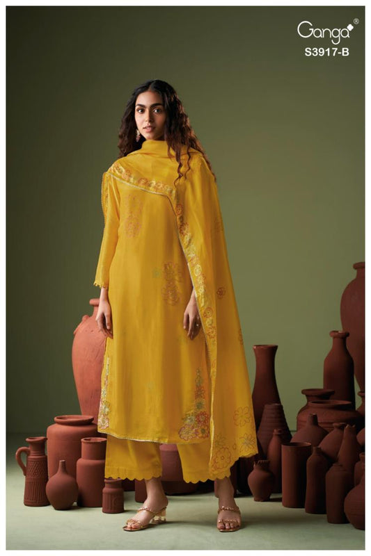 GANGA DELSIA S3917 PREMIUM PURE BEMBERG SILK SUIT