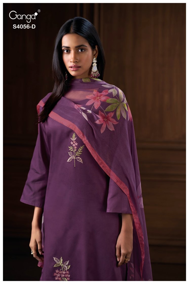 BUY GANGA SUITS ONLINE SALE GANGA DEYARA S4056 FABRIC DETAIL