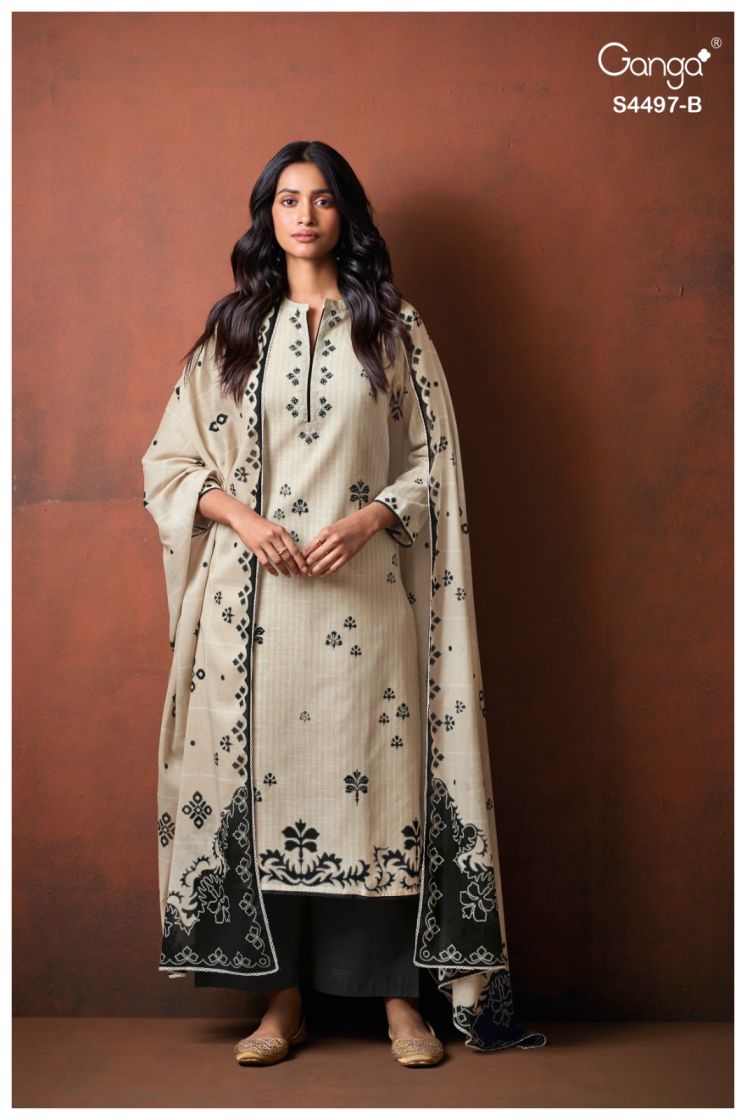 BUY GANGA SUITS ONLINE GANGA DREERA S4497 DUPATTA DESIGN