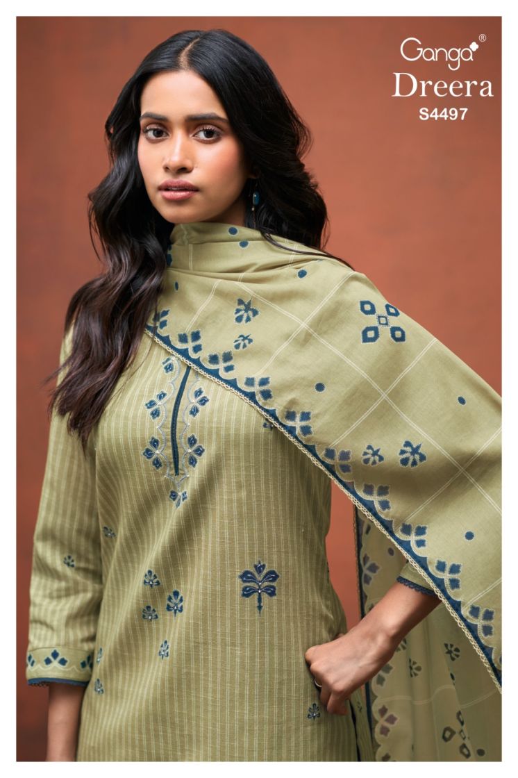BUY GANGA SUITS ONLINE GANGA DREERA S4497 FABRIC DETAIL