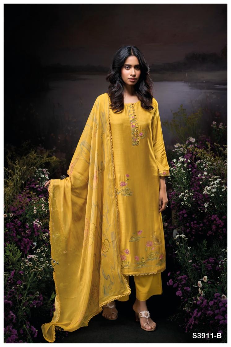 BUY GANGA SUITS SINGLE PIECE GANGA DRUELLA S3911 DUPATTA DESIGN