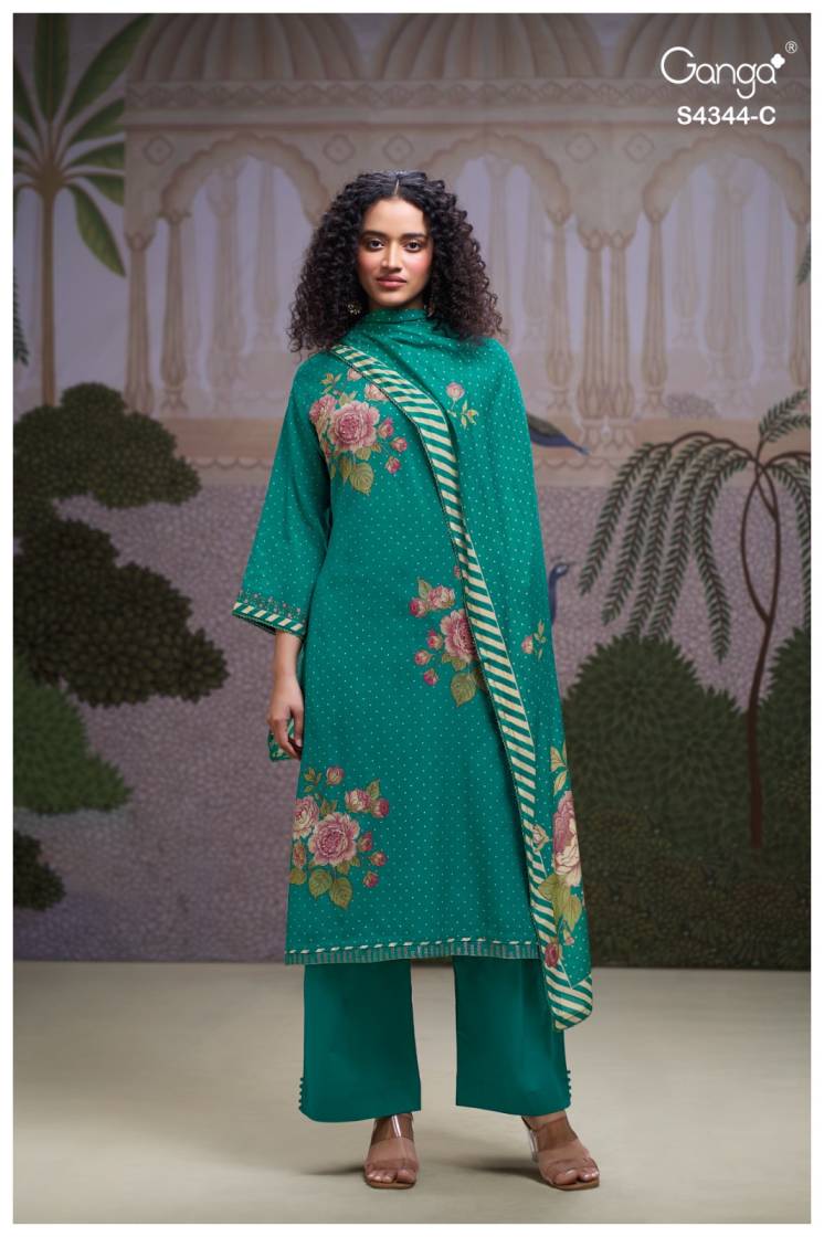 BUY GANGA SUITS WITH PRICE GANGA ELARIS S4344 DUPATTA DESIGN