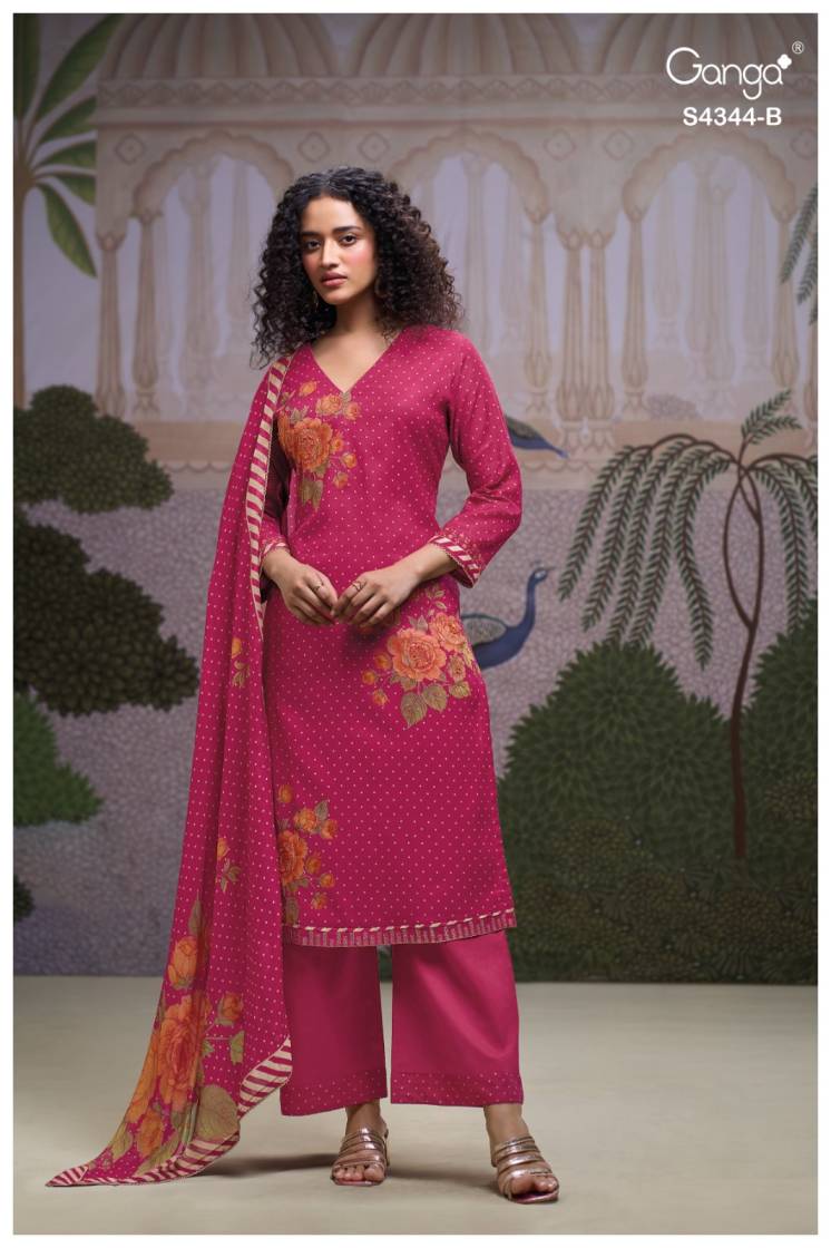 BUY GANGA SUITS WITH PRICE GANGA ELARIS S4344 FABRIC DETAIL