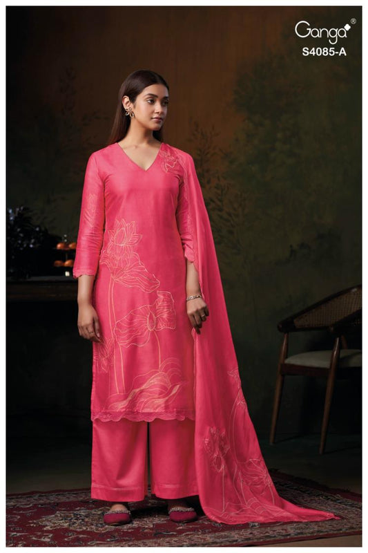 GANGA EMINA S4085 PREMIUM PURE BEMBERG RUSSIAN SILK SUIT