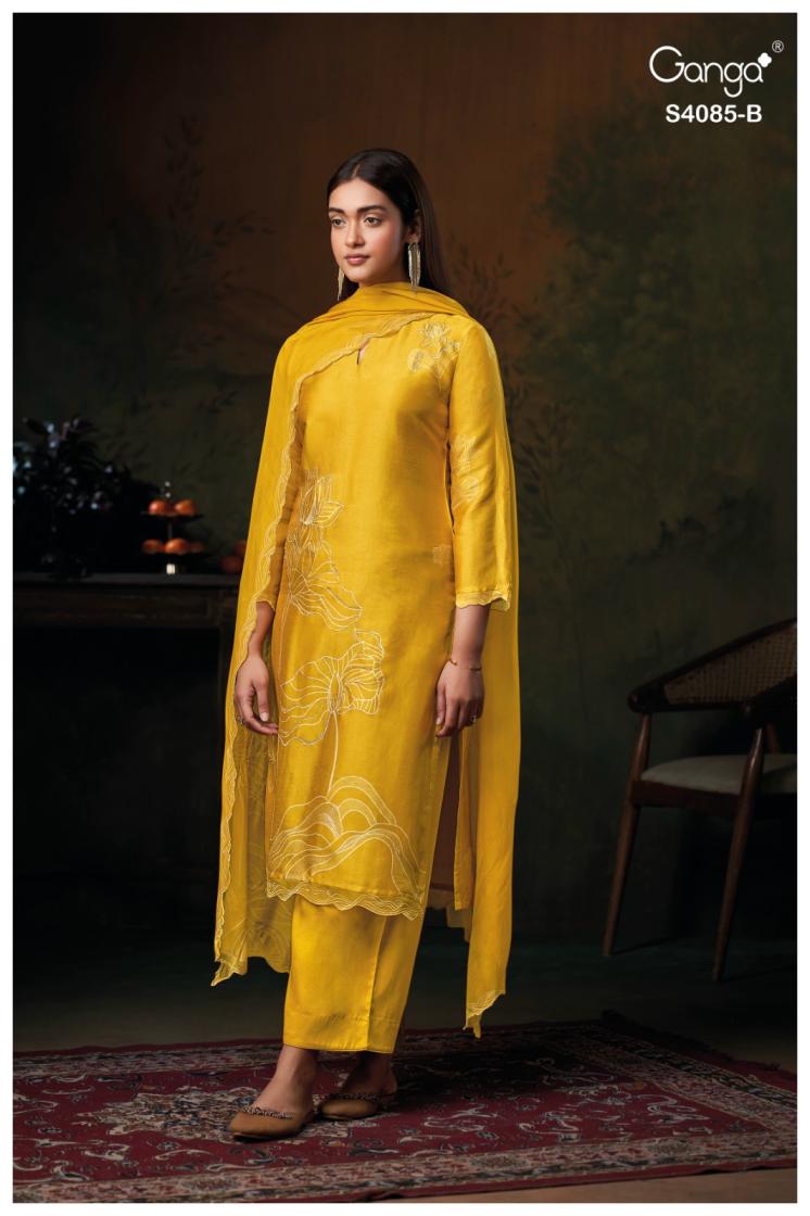 BUY GANGA SUITS ONLINE SINGLE PIECE GANGA EMINA S4085 FRONT VIEW