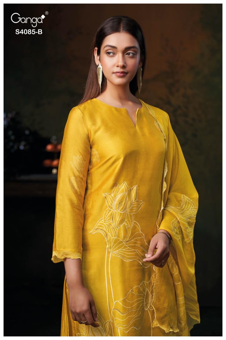 BUY GANGA SUITS ONLINE SINGLE PIECE GANGA EMINA S4085 FABRIC DETAIL