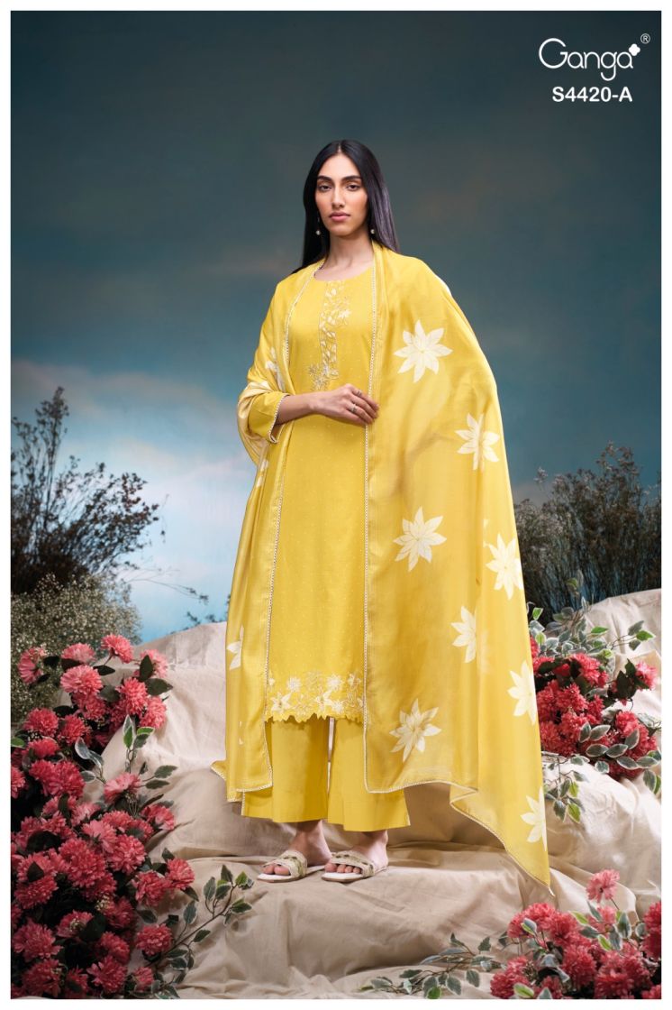 BUY GANGA SUITS ONLINE GANGA ERILIN S4420 DUPATTA DESIGN