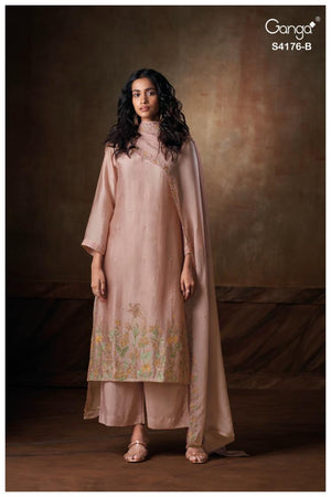 GANGA FARISHA S4176 PREMIUM PURE BEMBERG SILK SUIT