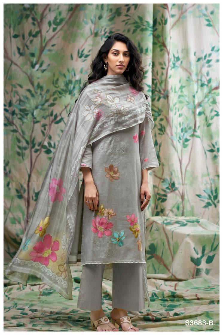 BUY GANGA SUITS SINGLE PIECE GANGA FARNAZ S3683 FULL SET