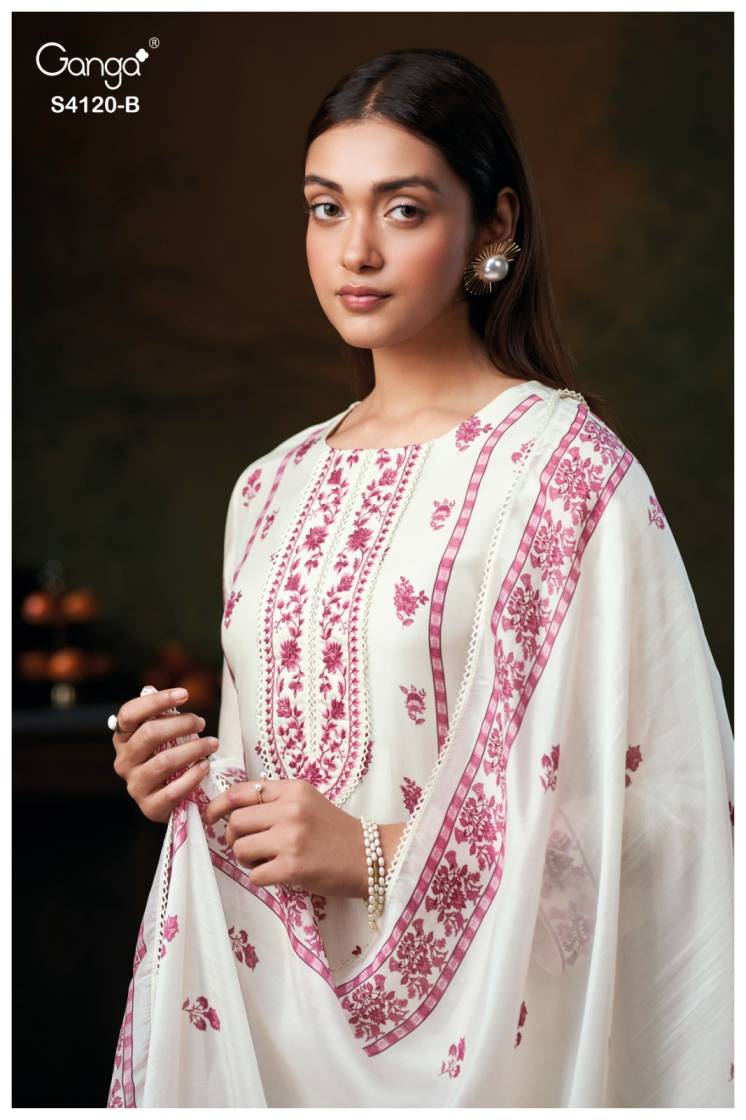 BUY GANGA SUITS ONLINE WITH PRICE GANGA FERYNA S4120 DUPATTA DESIGN