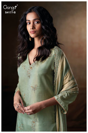 GANGA GEESHA S4177 PREMIUM PURE BEMBERG SILK JACQUARD SUIT