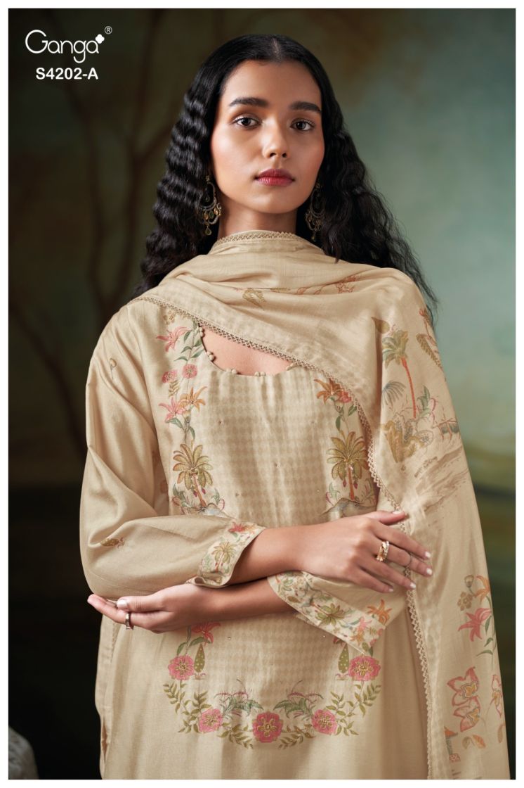 BUY GANGA SUITS ONLINE GANGA GIENA S4202 FRONT VIEW