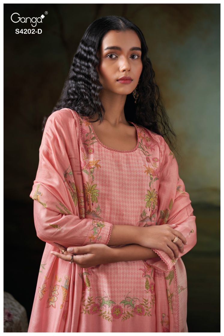 BUY GANGA SUITS ONLINE GANGA GIENA S4202 DUPATTA DESIGN