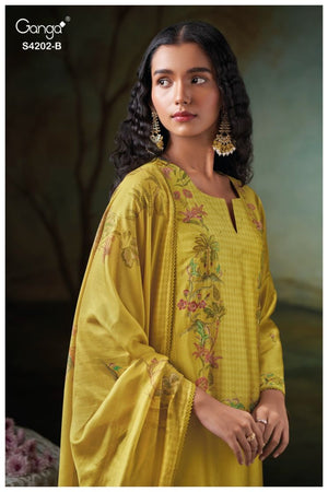 GANGA GIENA S4202 PREMIUM PURE BEMBERG RUSSIAN SILK SUIT