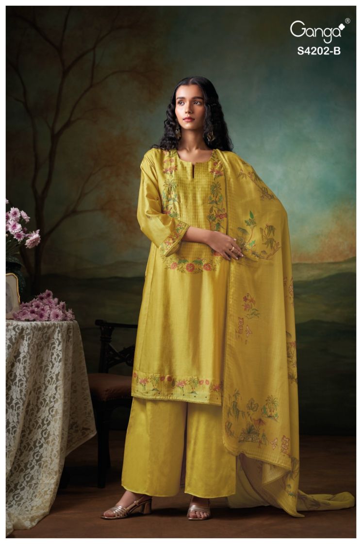 BUY GANGA SUITS ONLINE GANGA GIENA S4202 CLOSEUP IMAGE