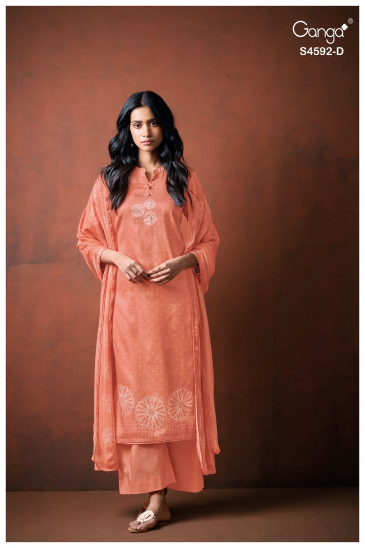 BUY GANGA SUITS ONLINE GANGA GIREL S4592 DUPATTA DESIGN