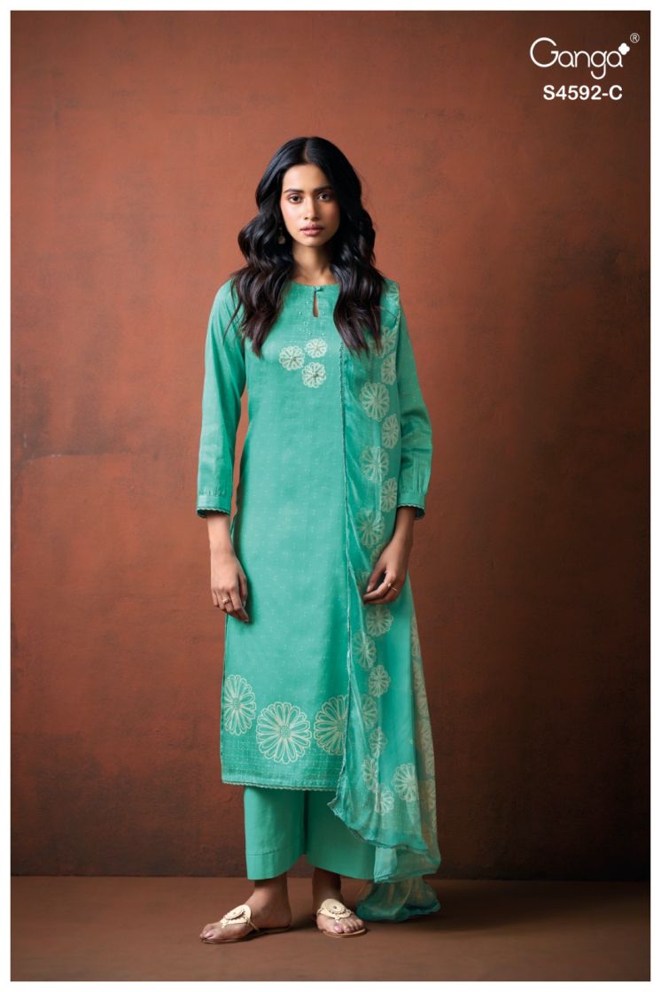 BUY GANGA SUITS ONLINE GANGA GIREL S4592 FABRIC DETAIL