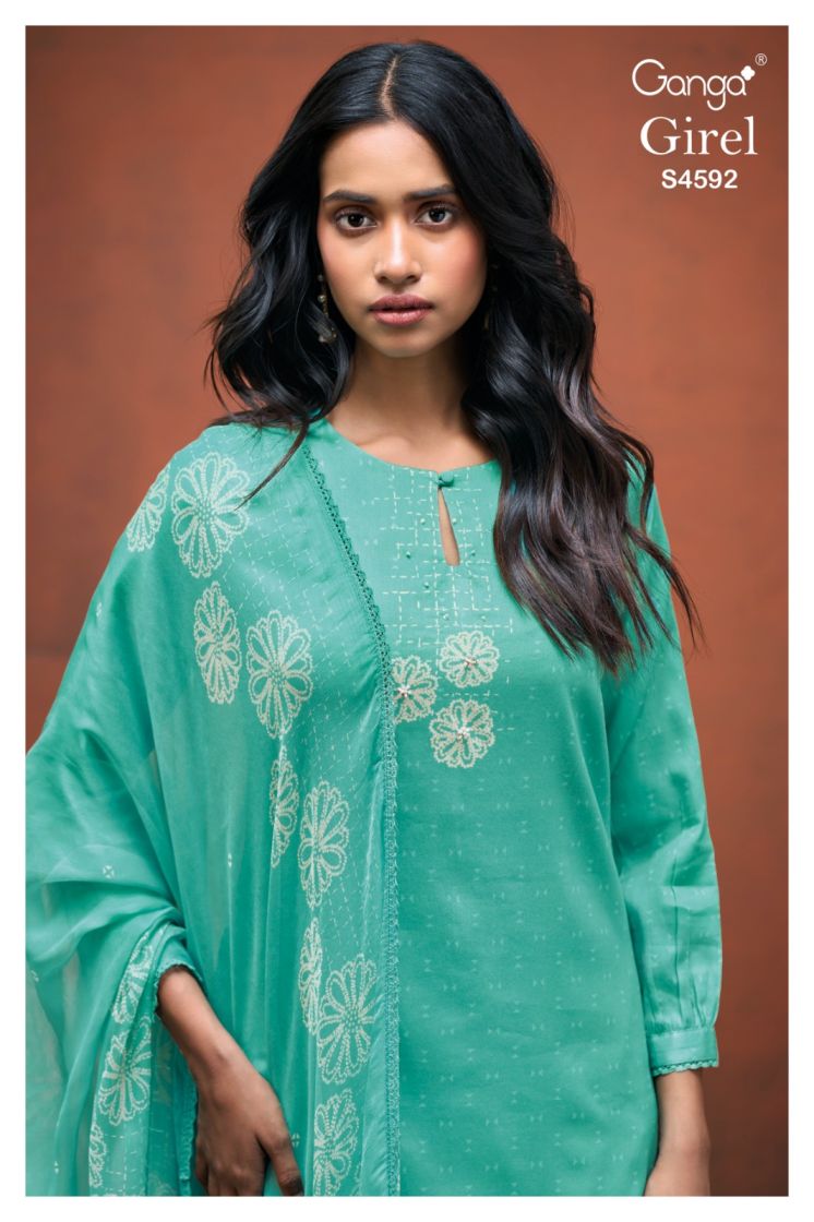 BUY GANGA SUITS ONLINE GANGA GIREL S4592 CLOSEUP IMAGE