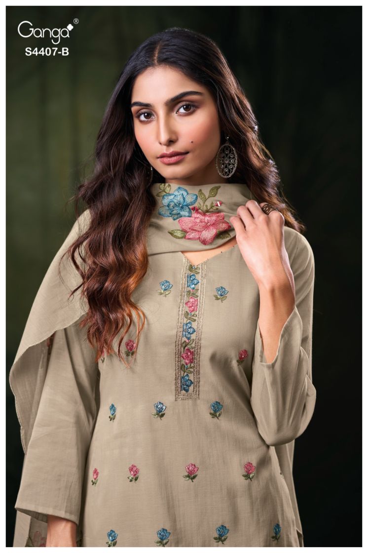 BUY GANGA SUITS ONLINE SALE GANGA GLEAH S4407 FULL SET