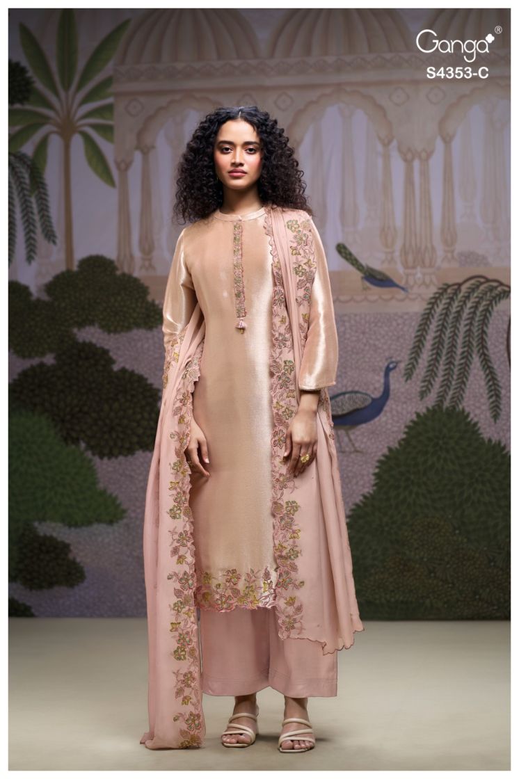 BUY GANGA SUITS ONLINE SALE GANGA GLORINA S4353 DUPATTA DESIGN