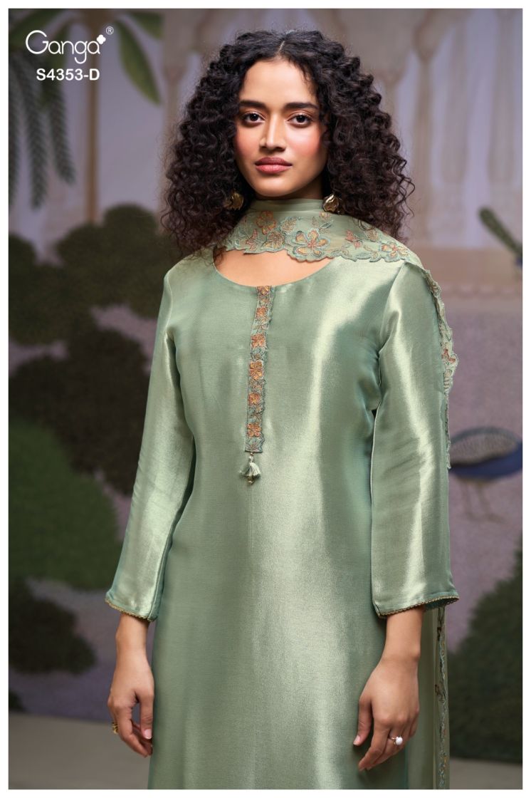 BUY GANGA SUITS ONLINE SALE GANGA GLORINA S4353 FABRIC DETAIL