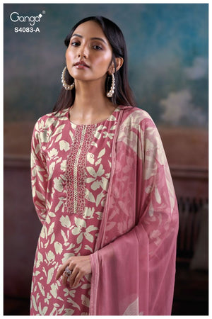 GANGA GYNAH S4083 PREMIUM COTTON SATIN SUIT