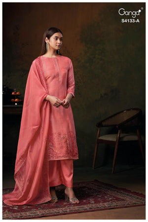 GANGA HAMSINI S4133 PREMIUM PURE BEMBERG SILK SUIT