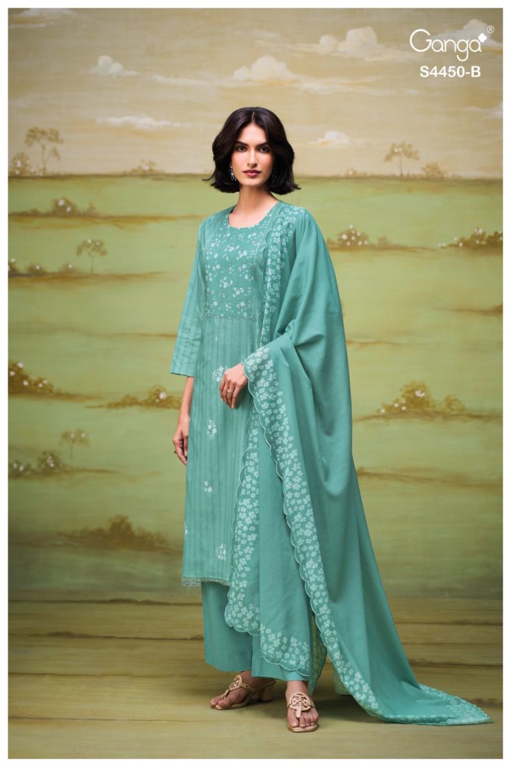 BUY GANGA SUITS ONLINE SALE GANGA HESIKA S4450 DUPATTA DESIGN