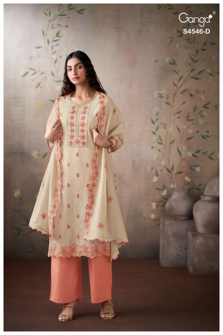 BUY GANGA SUITS ONLINE SALE GANGA HESTIA S4546 FABRIC DETAIL