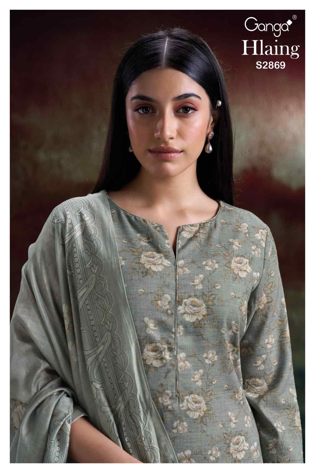 BUY GANGA SUITS GANGA HLAING S2869 BACK VIEW